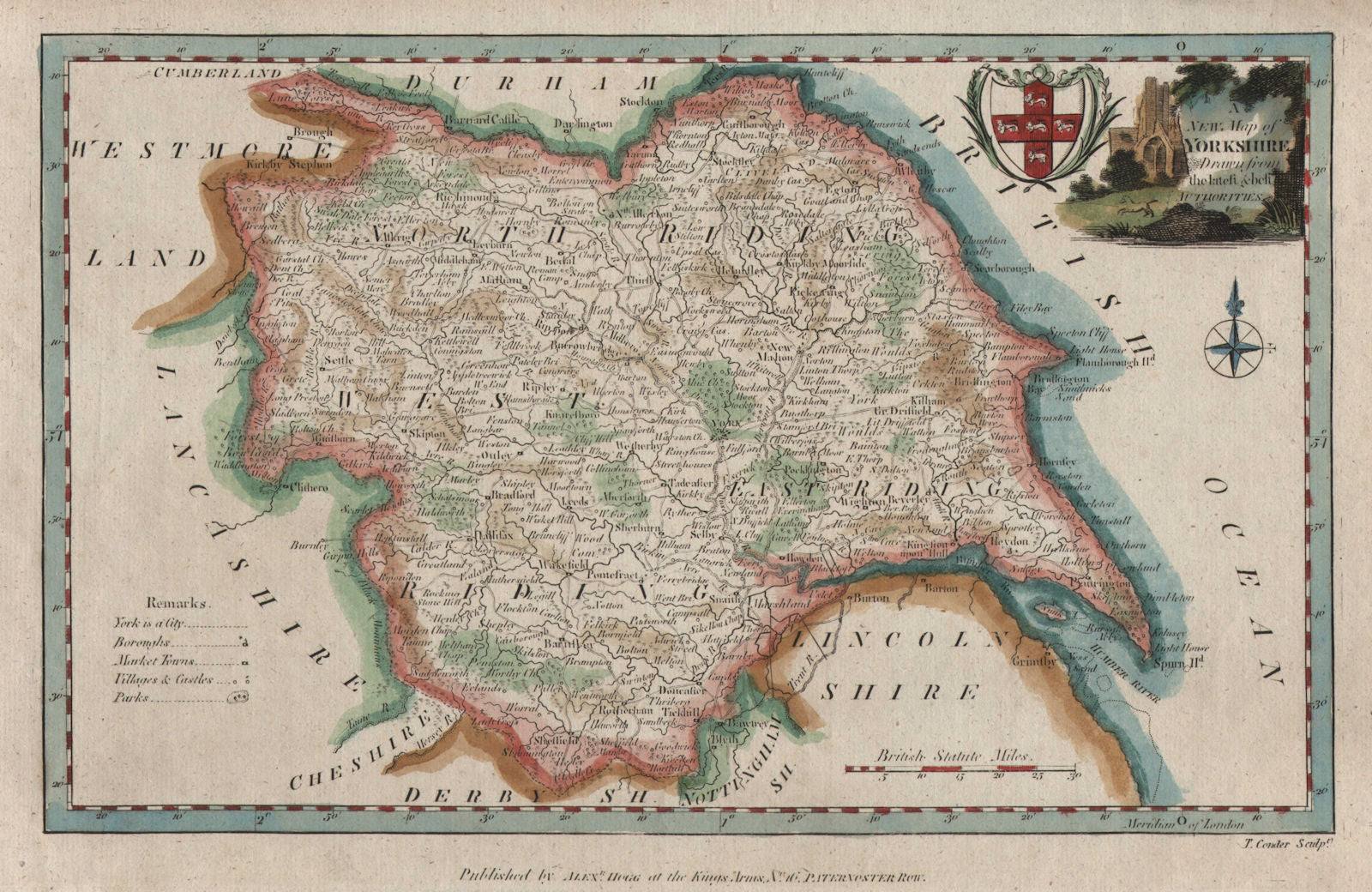 A new map of Yorkshire drawn from the latest & best authorities. CONDER c1784